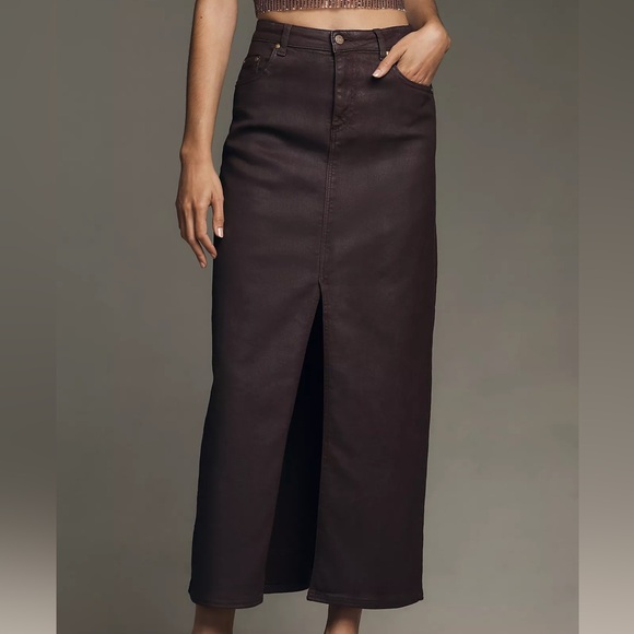 Anthropologie The Madi Front-Slit Denim Skirt by Pilcro - Picture 4 of 12